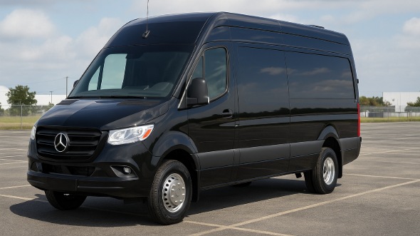 Exterior of Desert Hot Springs Party Bus Company's 14 Passenger Sprinter Limousine in Desert Hot Springs