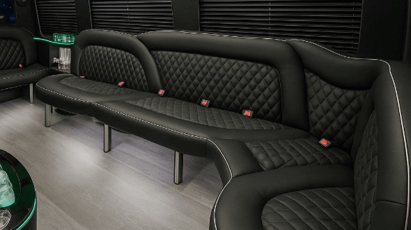 Interior of Atwater Party Bus Company's 14 Passenger Sprinter Limousine in Atwater