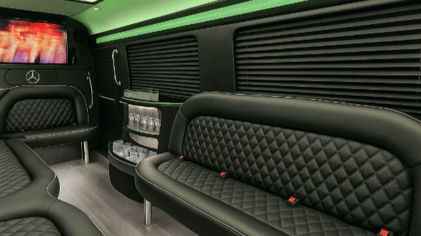 Interior of Paramount Party Bus Company's 14 Passenger Sprinter Limousine in Paramount