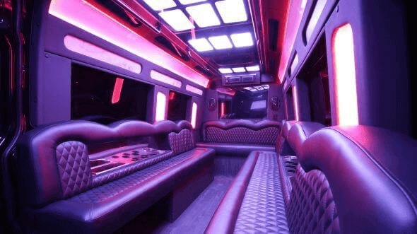 Interior of Eastvale Party Bus Company's 15 Passenger Party Bus in Eastvale