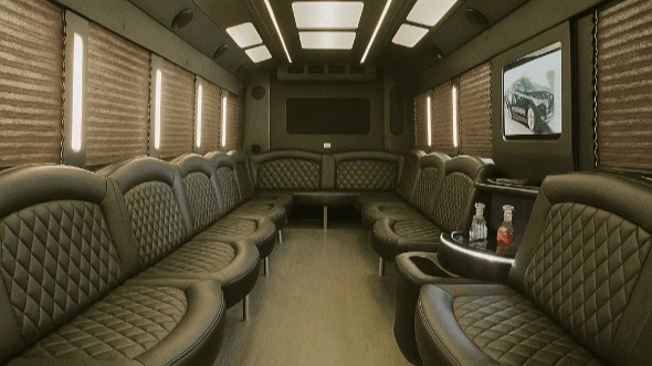 Interior of Glendora Party Bus Company's 25 Passenger Party Bus in Glendora
