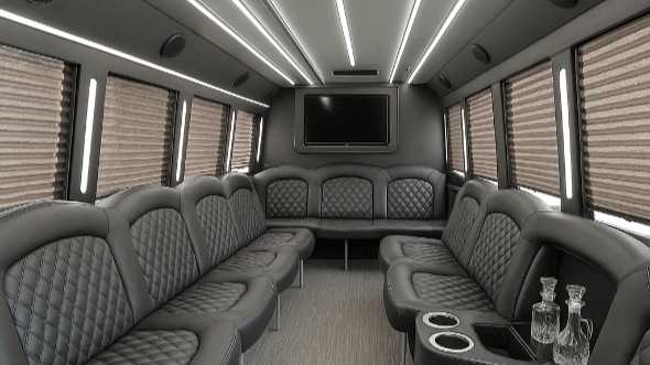 Interior of Stockton Party Bus Company's 25 Passenger Party Bus in Stockton