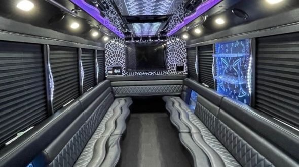 Interior of Gilroy Party Bus Company's 28 Passenger Party Bus in Gilroy