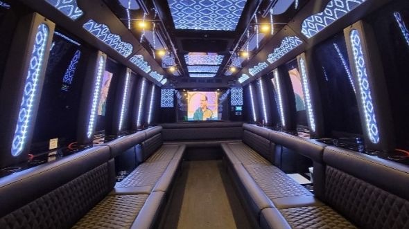 Interior of Tustin Party Bus Company's 28 Passenger Party Bus in Tustin