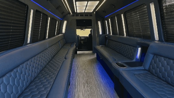 Interior of Carlsbad Party Bus Company's 30 Passenger Party Bus in Carlsbad