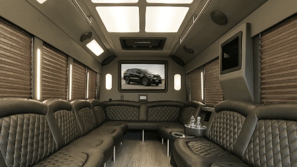 Interior of Redwood City Party Bus Company's 30 Passenger Party Bus in Redwood City