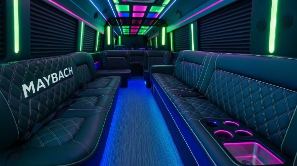 Interior of San Francisco Party Bus Company's 30 Passenger Party Bus in San Francisco