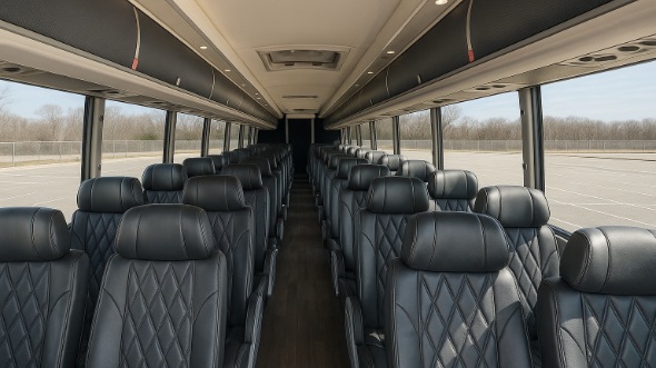 Interior of California Party Bus Company's 40 Passenger Charter Bus in California