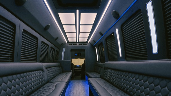 Interior of Novato Party Bus Company's 40 Passenger Party Bus in Novato