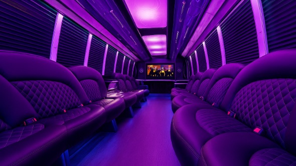 Interior of Westminster Party Bus Company's 40 Passenger Party Bus in Westminster