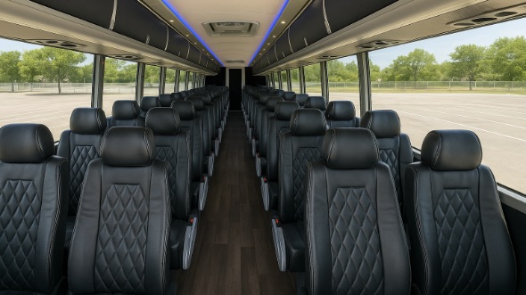 Interior of California Party Bus Company's 44 Passenger Charter Bus in California