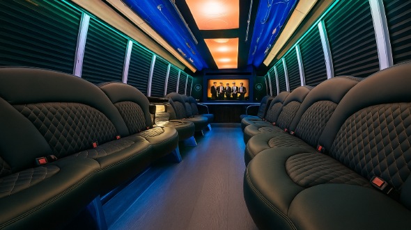 Interior of Colton Party Bus Company's 50 Passenger Party Bus in Colton