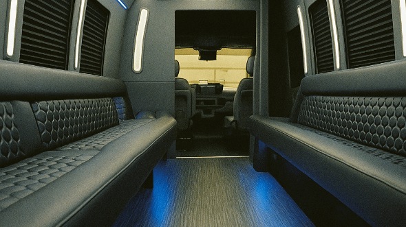 Interior of Lake Forest Party Bus Company's 50 Passenger Party Bus in Lake Forest