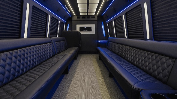 Interior of San Dimas Party Bus Company's 50 Passenger Party Bus in San Dimas