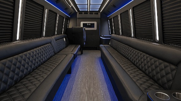 Interior of Vista Party Bus Company's 50 Passenger Party Bus in Vista