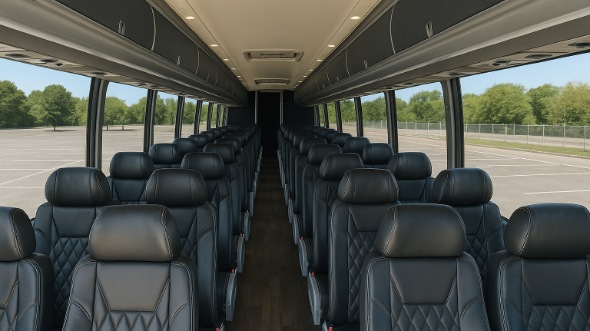 Interior of California Party Bus Company's 54 Passenger Charter Bus in California