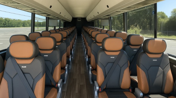 Interior of California Party Bus Company's 55 Passenger Charter Bus in California